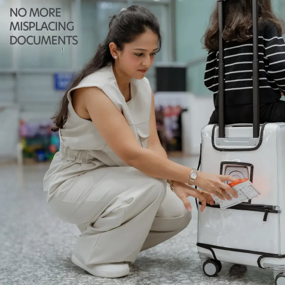suitcase cover for scratch water and dust protection with pocket for passport and boarding pass storage build for no more misplacing document buttbaby sit and go