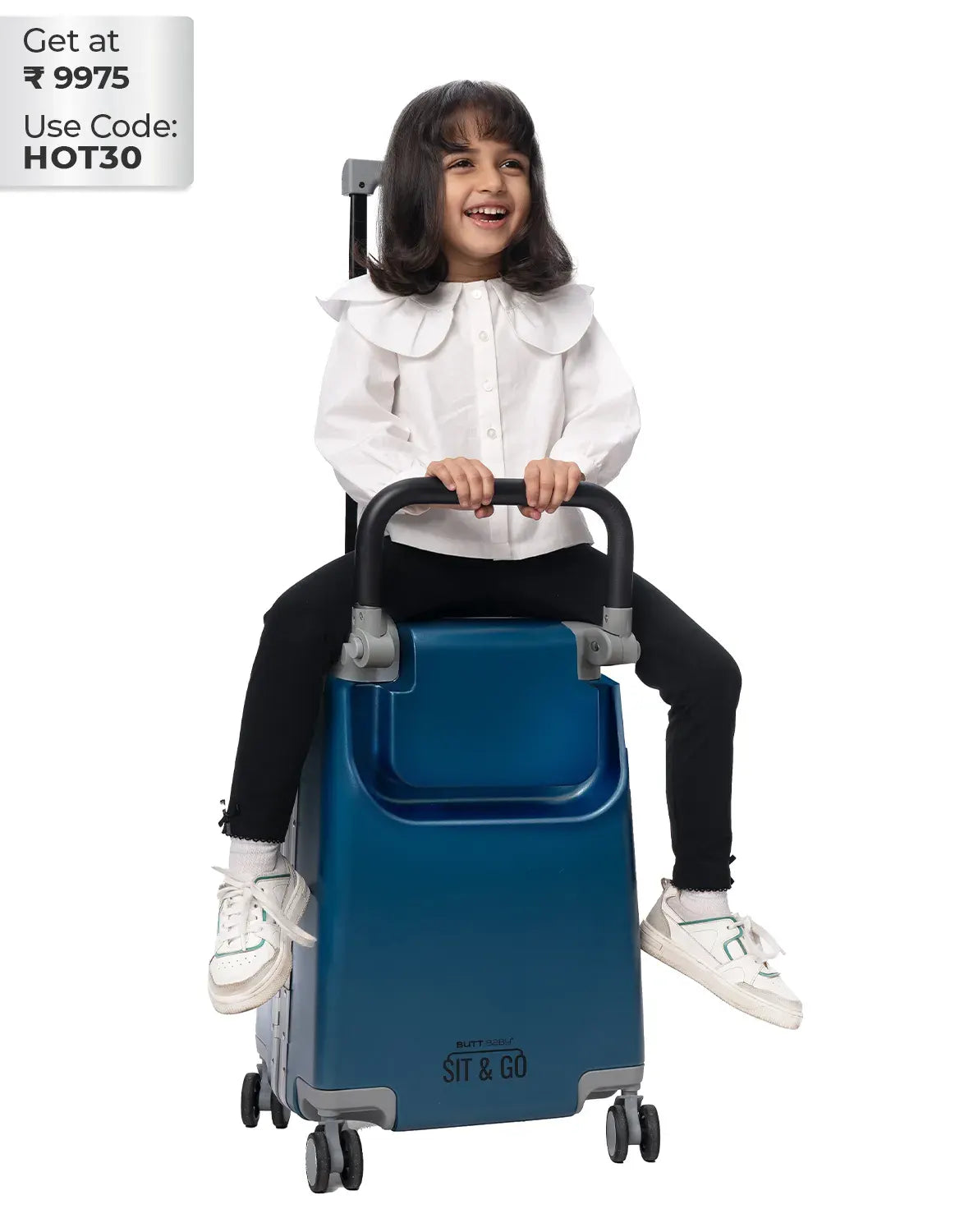 kids ride on suitcase cabin trolley baby carrier for smooth and comfortable travel use sit and go butt baby colour blue