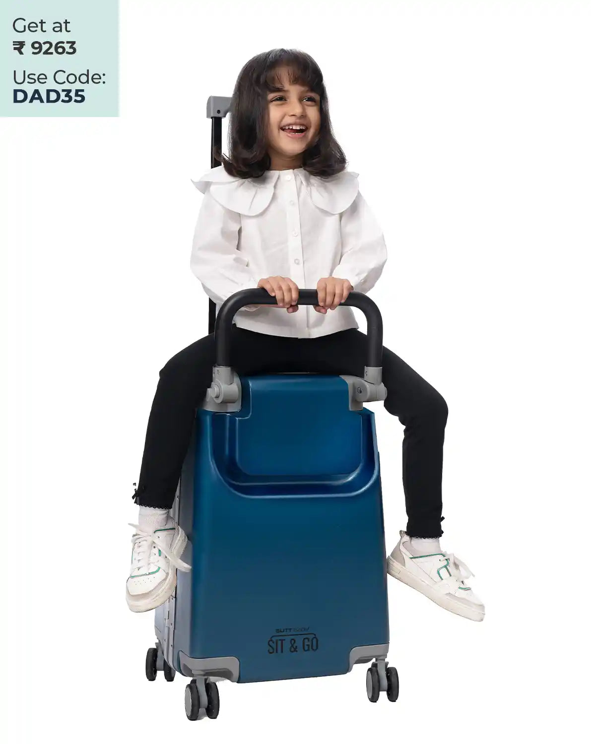 kids ride on suitcase cabin trolley baby carrier for smooth and comfortable travel use sit and go butt baby colour blue fathers day special