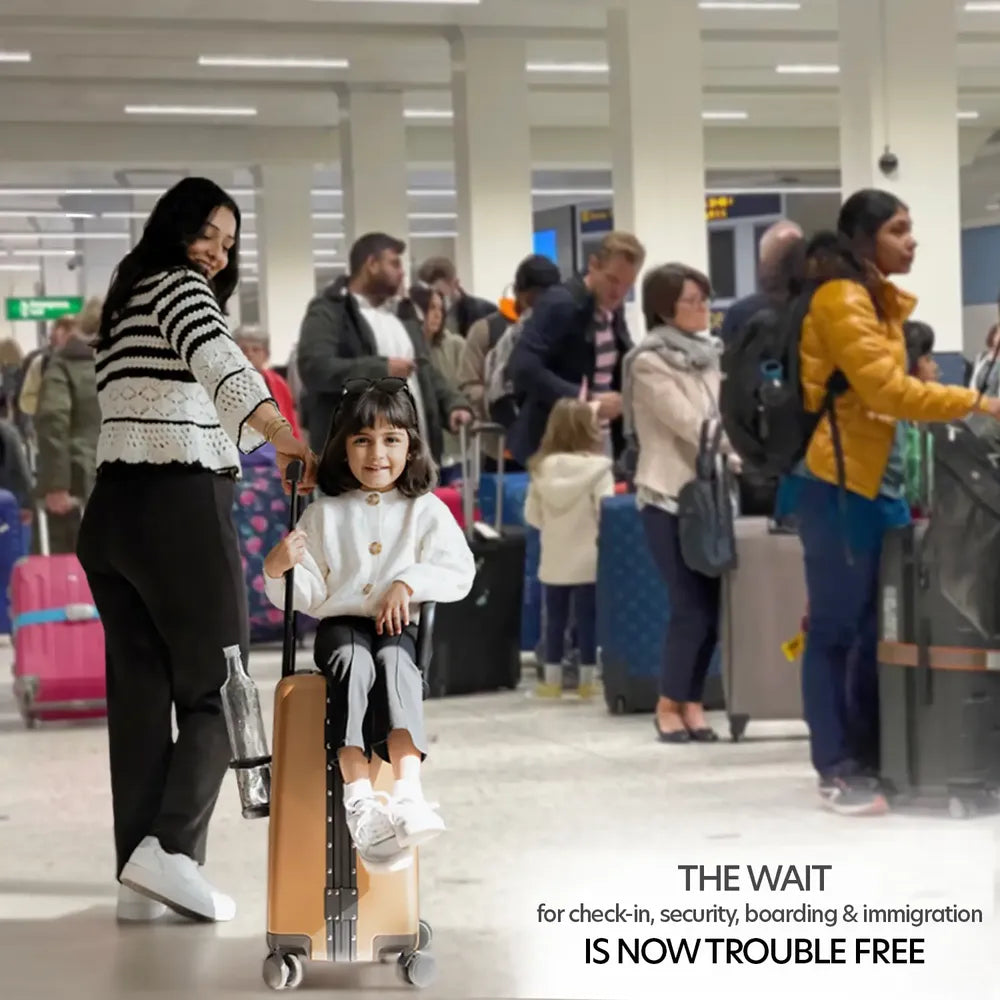 smart parents and kids ride on suitcase cabin trolley baby carrier for smooth and comfortable travel use the wait is now trouble free