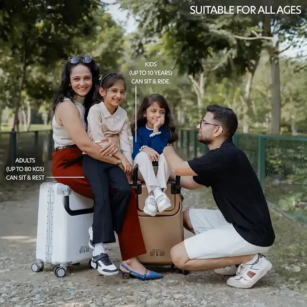 smart parents and kids ride on suitcase cabin trolley baby carrier for smooth and comfortable travel use stable for all ages butt baby sit and go