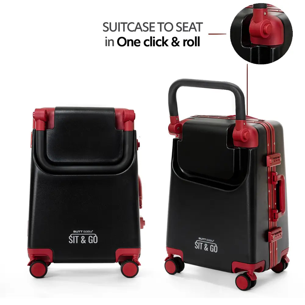 kids ride on suitcase cabin trolley baby carrier for smooth and comfortable travel use comes with suitcase to seat in one click