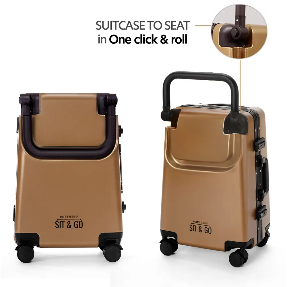 smart parents and kids ride on suitcase cabin trolley baby carrier for smooth and comfortable travel use comes with suitcase to seat in one click