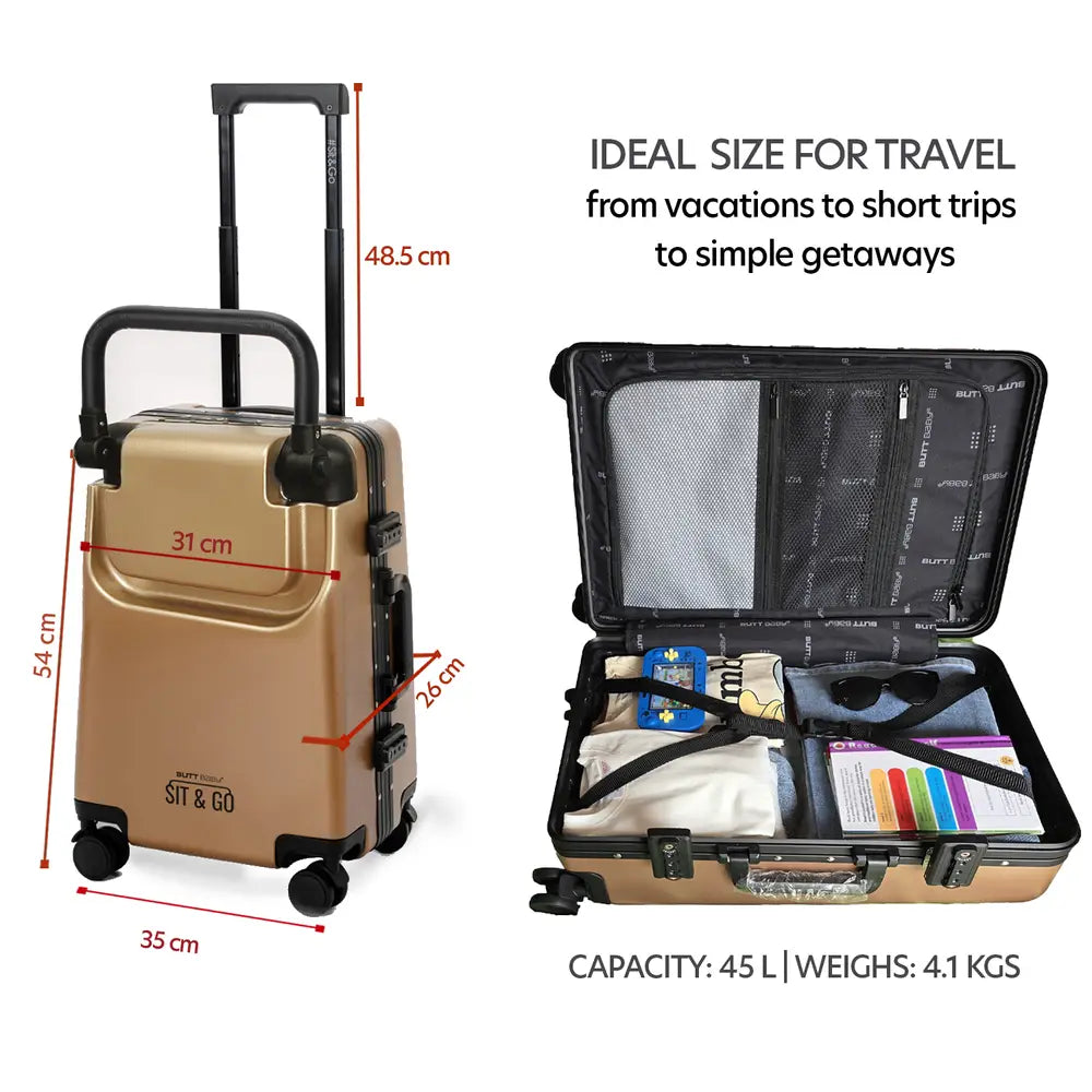 smart parents and kids ride on suitcase cabin trolley baby carrier for smooth and comfortable travel use made with ideal size for travel