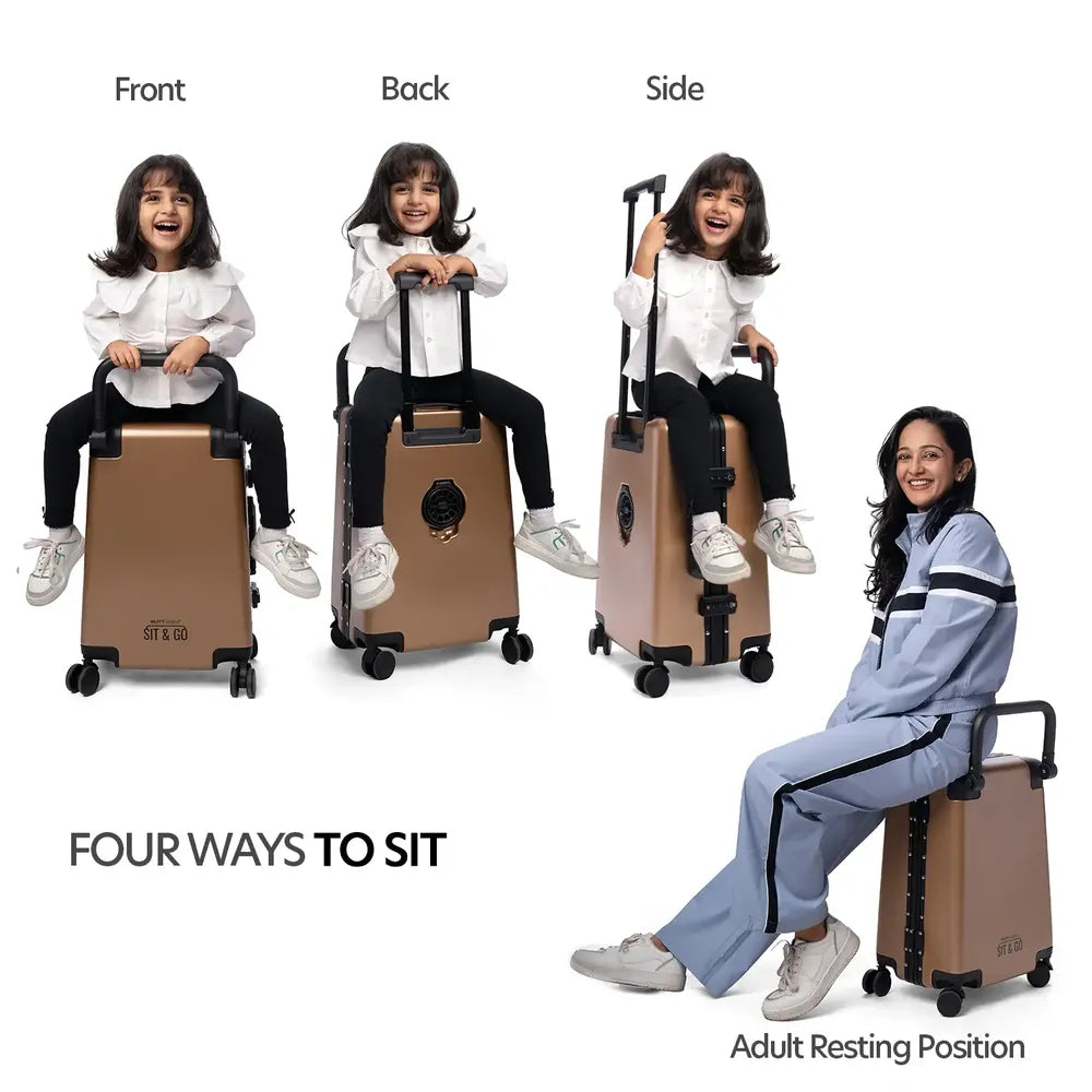 smart parents and kids ride on suitcase cabin trolley baby carrier for smooth and comfortable travel use for all